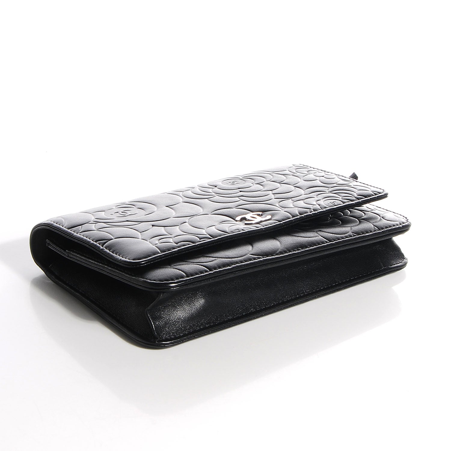 Chanel Lambskin Camellia Wallet on Chain WOC Black 4 of 8