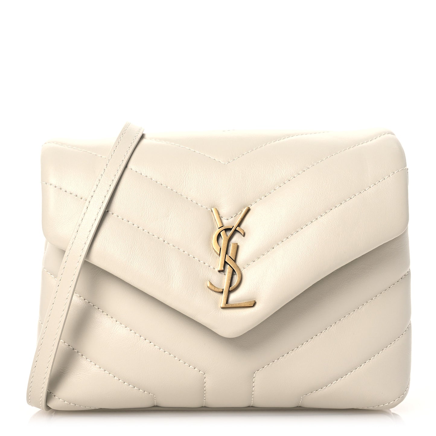 Calfskin Y Quilted Monogram Toy Loulou Crossbody Bag Blanc Vintage