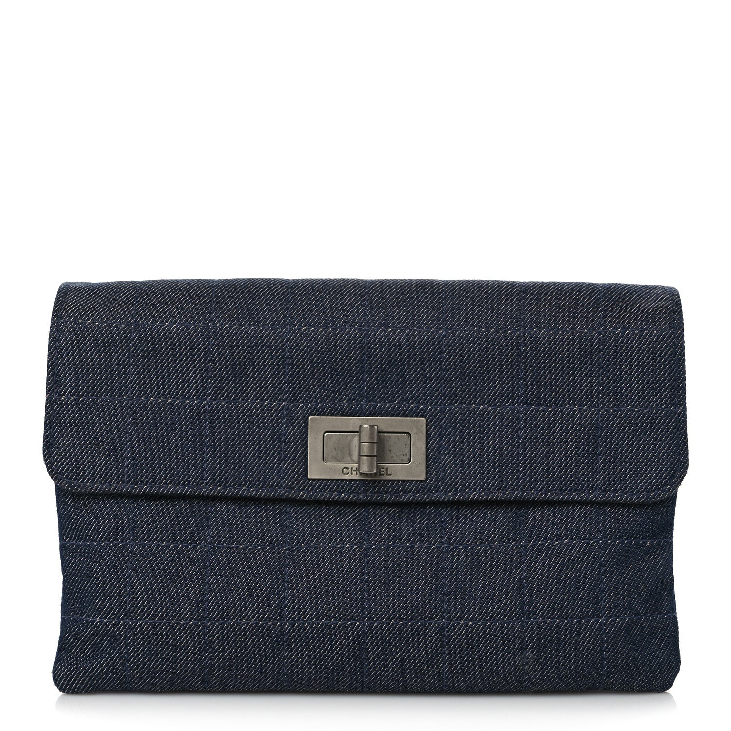 Chanel Denim Mademoiselle Clutch Blue 1 of 7