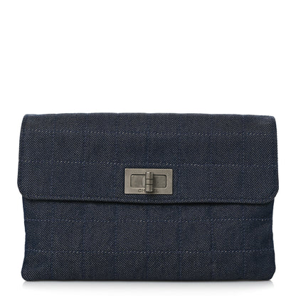 Chanel Denim Mademoiselle Clutch Blue 1 of 7