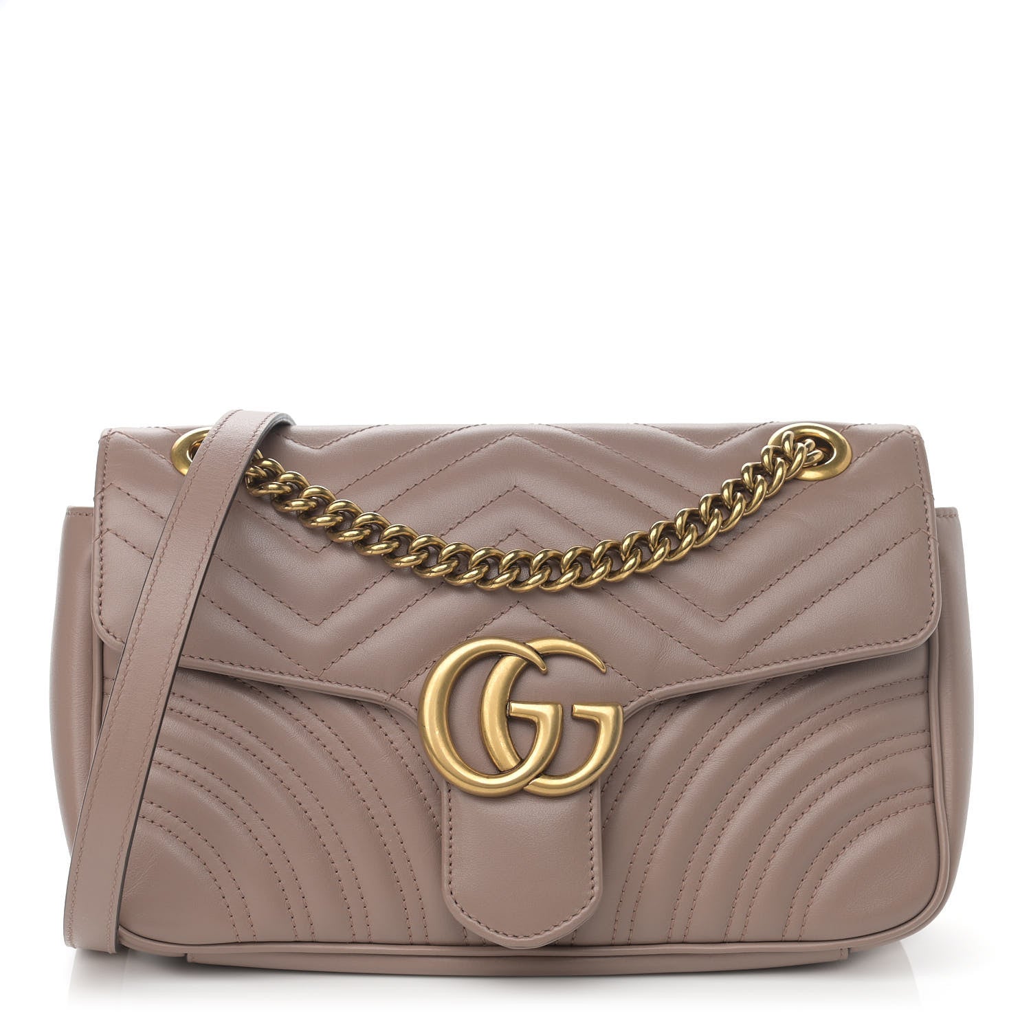 Gucci Calfskin Matelasse Small GG Marmont Shoulder Bag Porcelain Rose 1 of 10