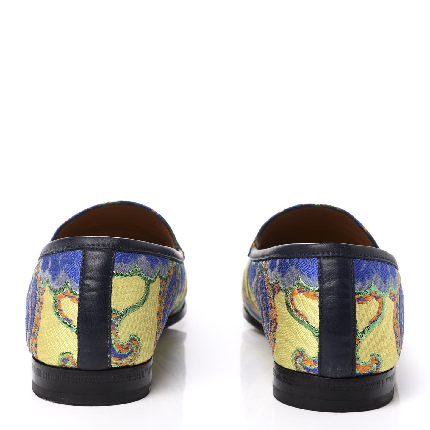 Jacquard Lambskin Flower Embroidered Womens Horsebit Jordaan Loafers 41 Acid Lime Electric Blue
