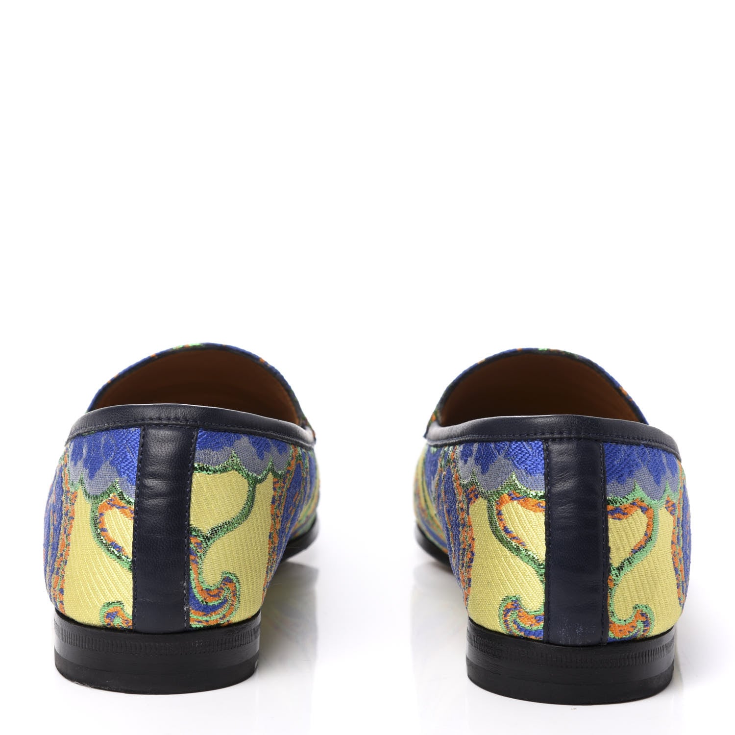 Gucci Jacquard Lambskin Flower Embroidered Womens Horsebit Jordaan Loafers 41 Acid Lime Electric Blue 6 of 11