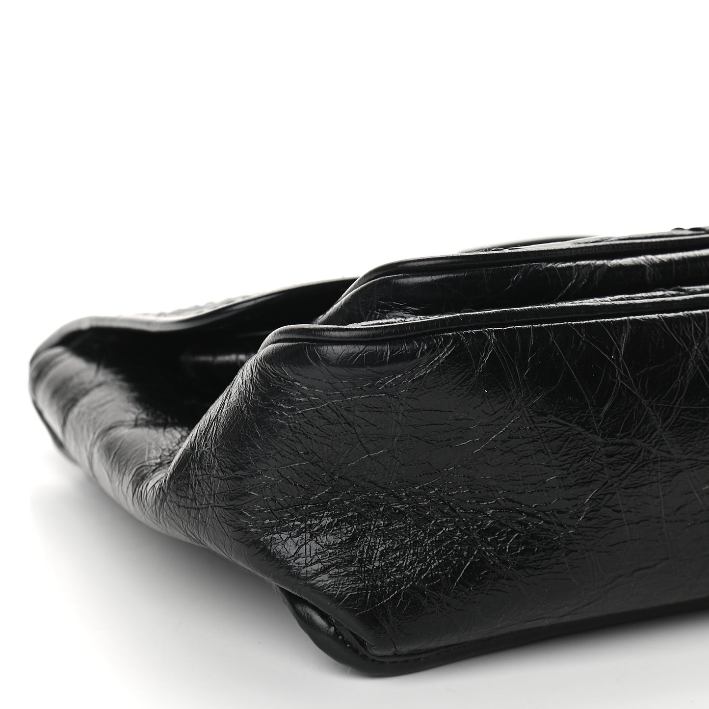 Crinkled Calfskin Matelasse Monogram Medium Niki Chain Satchel Black