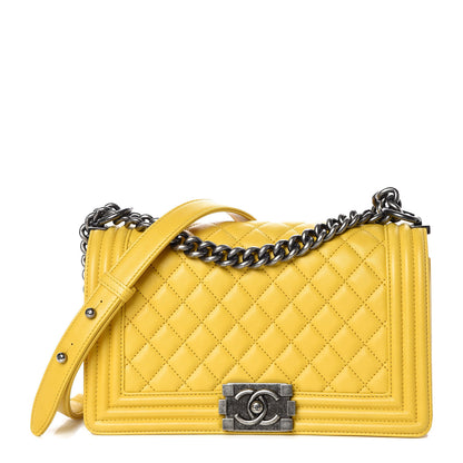 Chanel Calfskin Quilted Medium Boy Flap Yellow 1 of 11