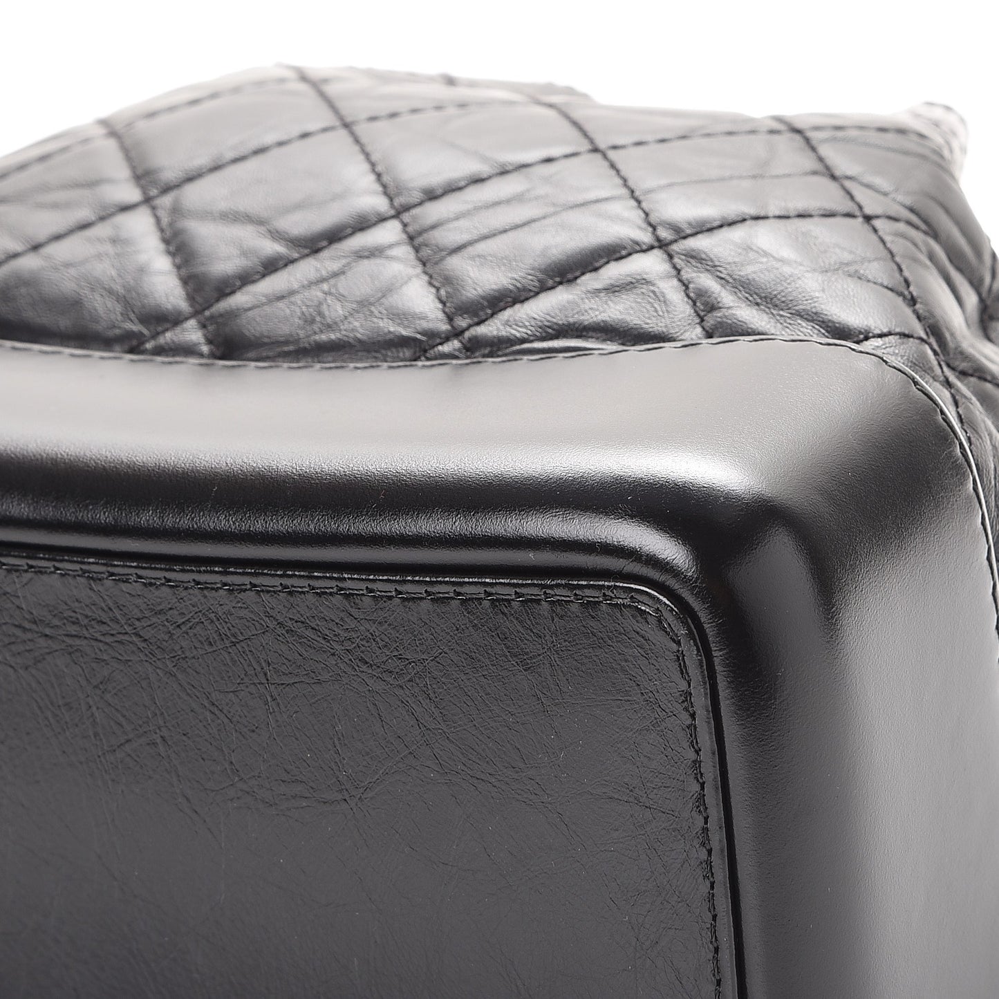 Aged Calfskin Quilted Gabrielle Backpack Black