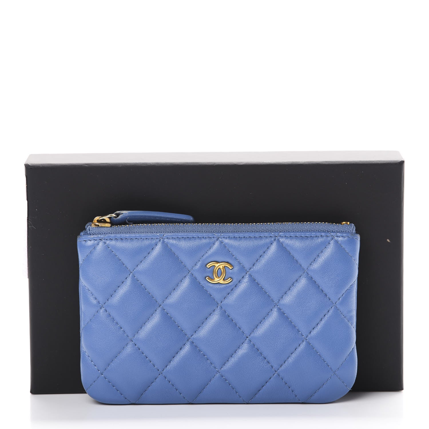 Chanel Lambskin Quilted Small Cosmetic Case Blue 11 of 11
