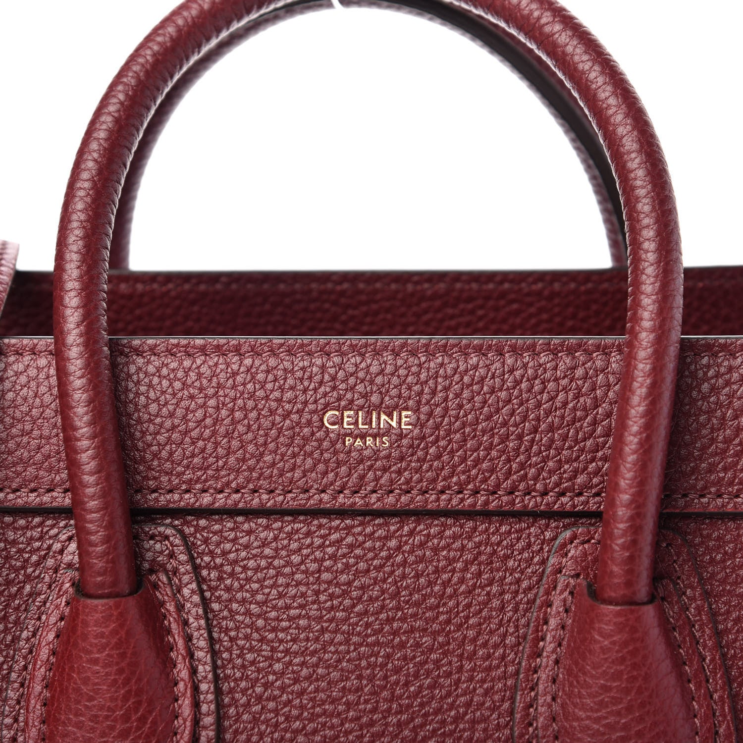 Celine Drummed Calfskin Nano Luggage Burgundy 10 of 10