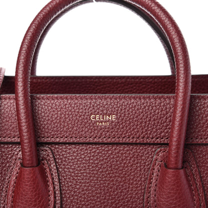 Celine Drummed Calfskin Nano Luggage Burgundy 10 of 10