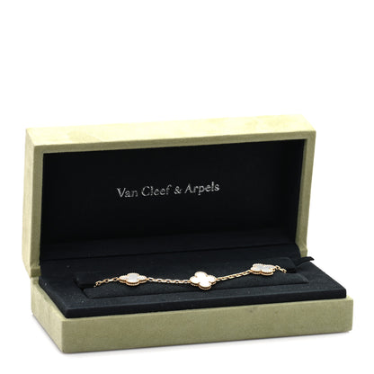 Van Cleef & Arpels 18K Yellow Gold Mother of Pearl 5 Motifs Vintage Alhambra Bracelet 4 of 4