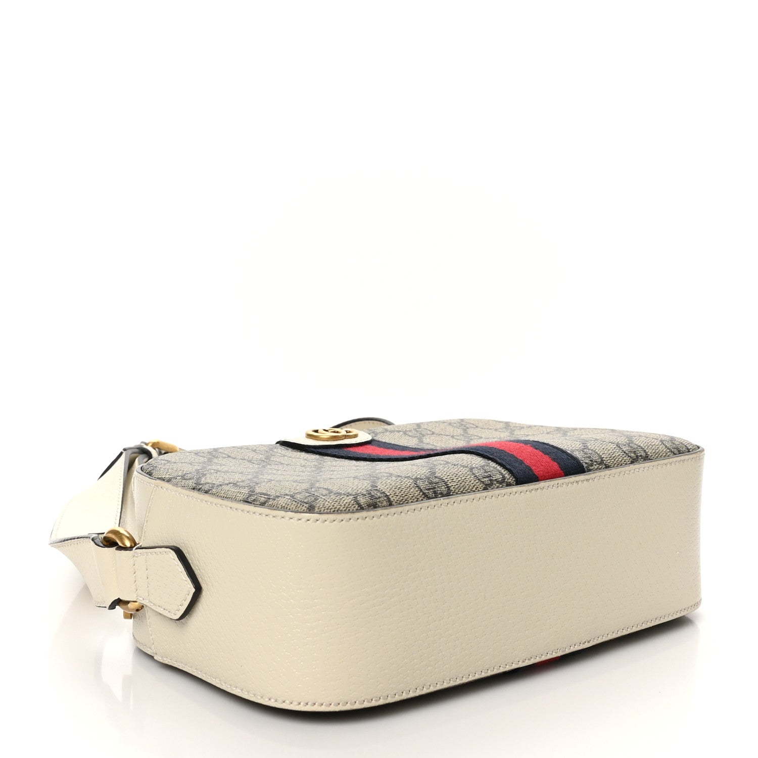 Gucci GG Supreme Monogram Textured Calfskin Web Small Ophidia Camera Bag Beige Ebony Mystic White 4 of 9