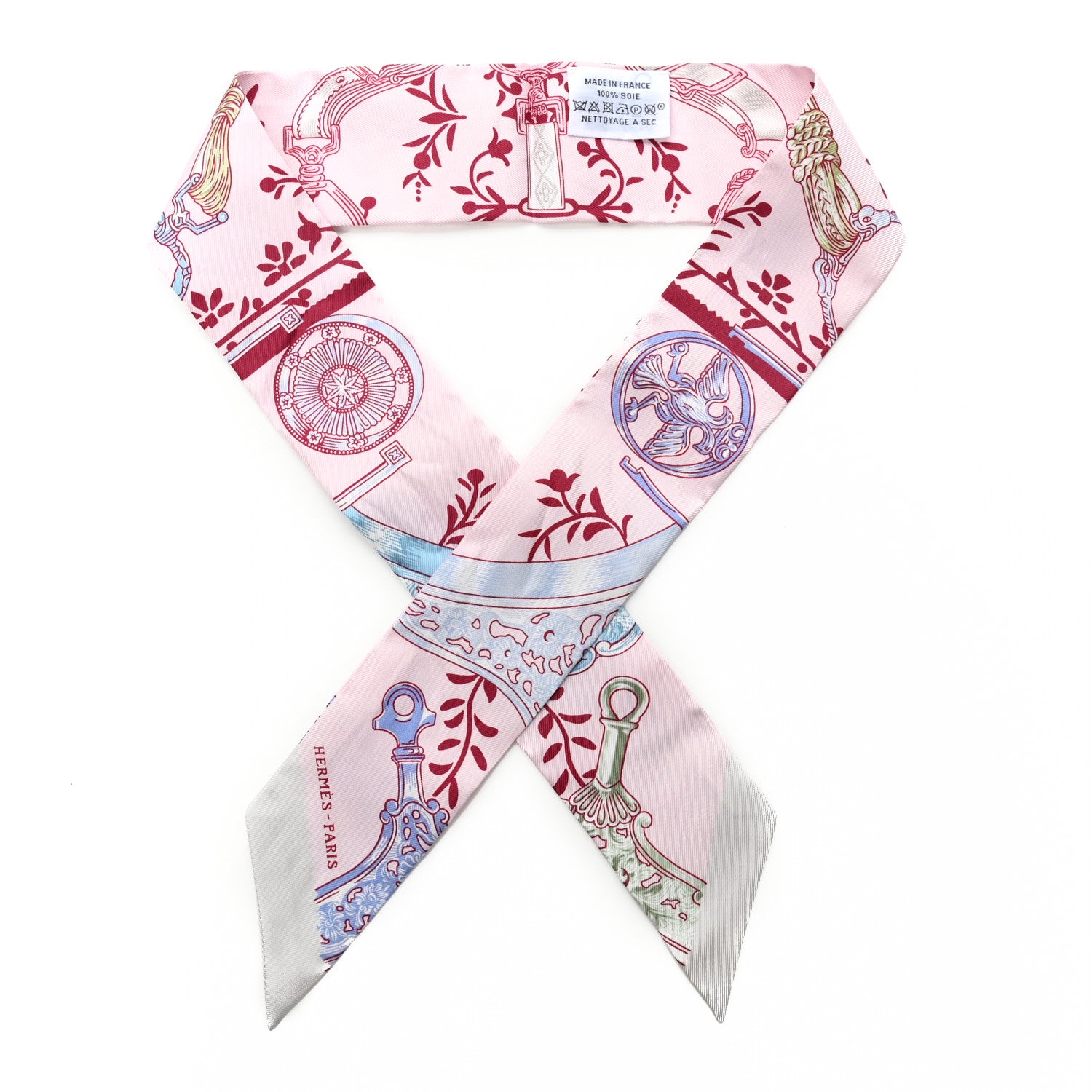 Hermes Silk Etriers Remix Twilly Rose Pale Bordeaux 1 of 4