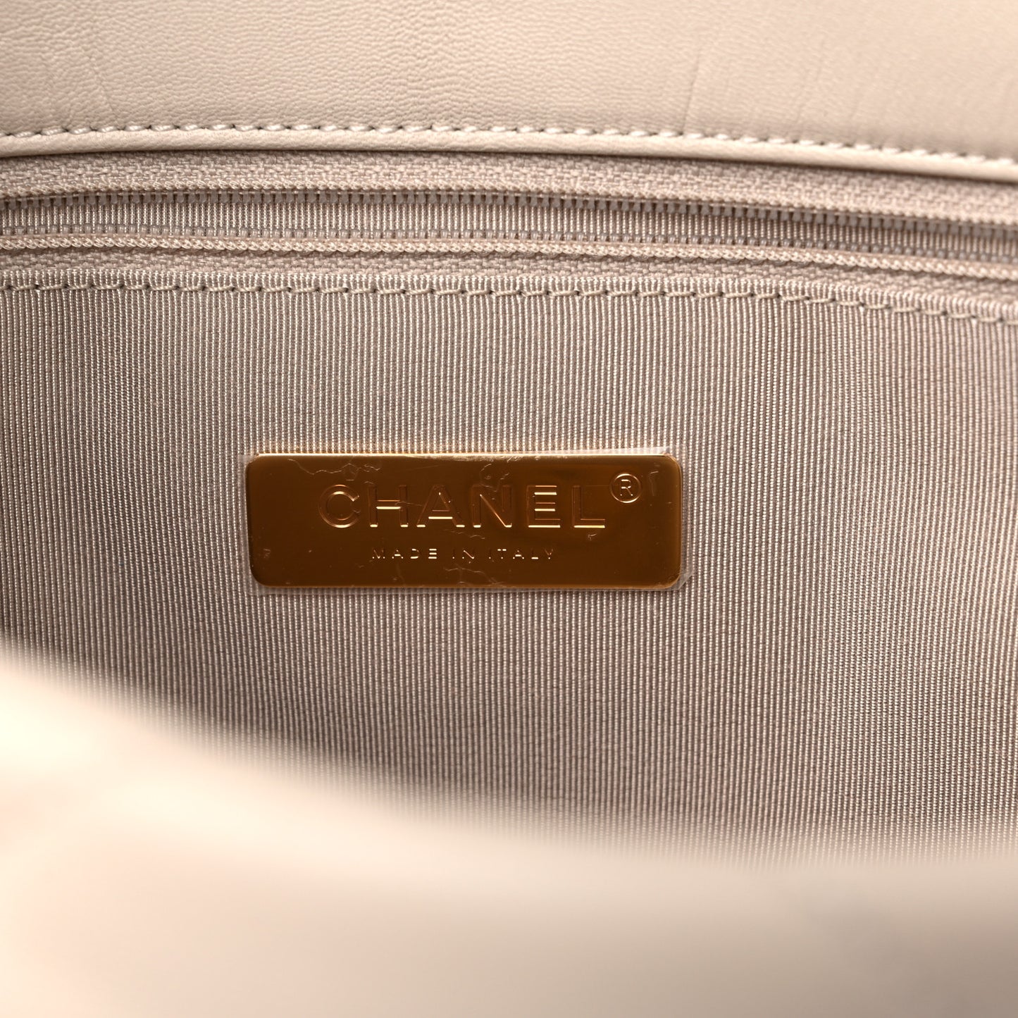 Goatskin Quilted Medium Chanel 19 Flap Beige