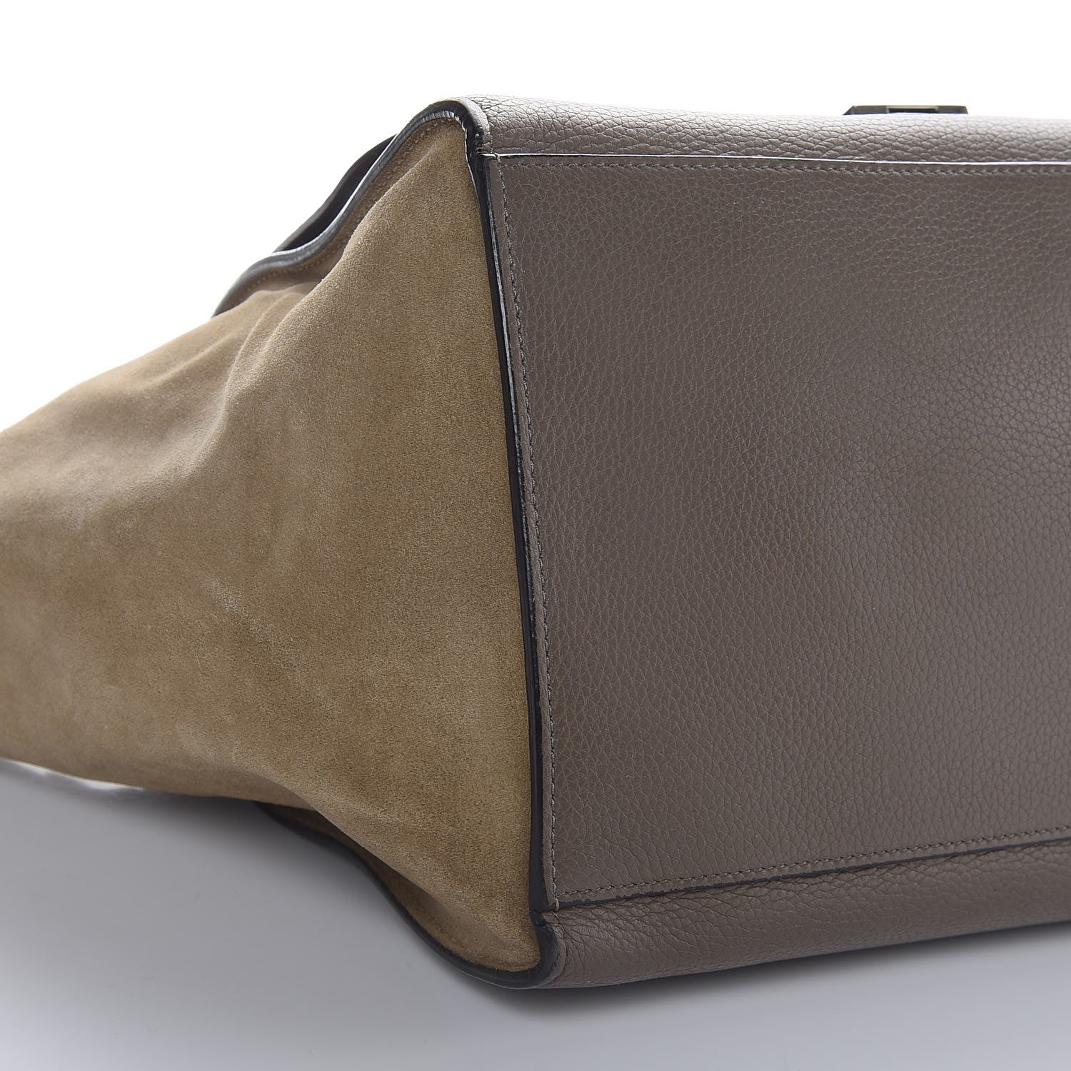 Celine Drummed Calfskin Suede Medium Trapeze Souris 8 of 11
