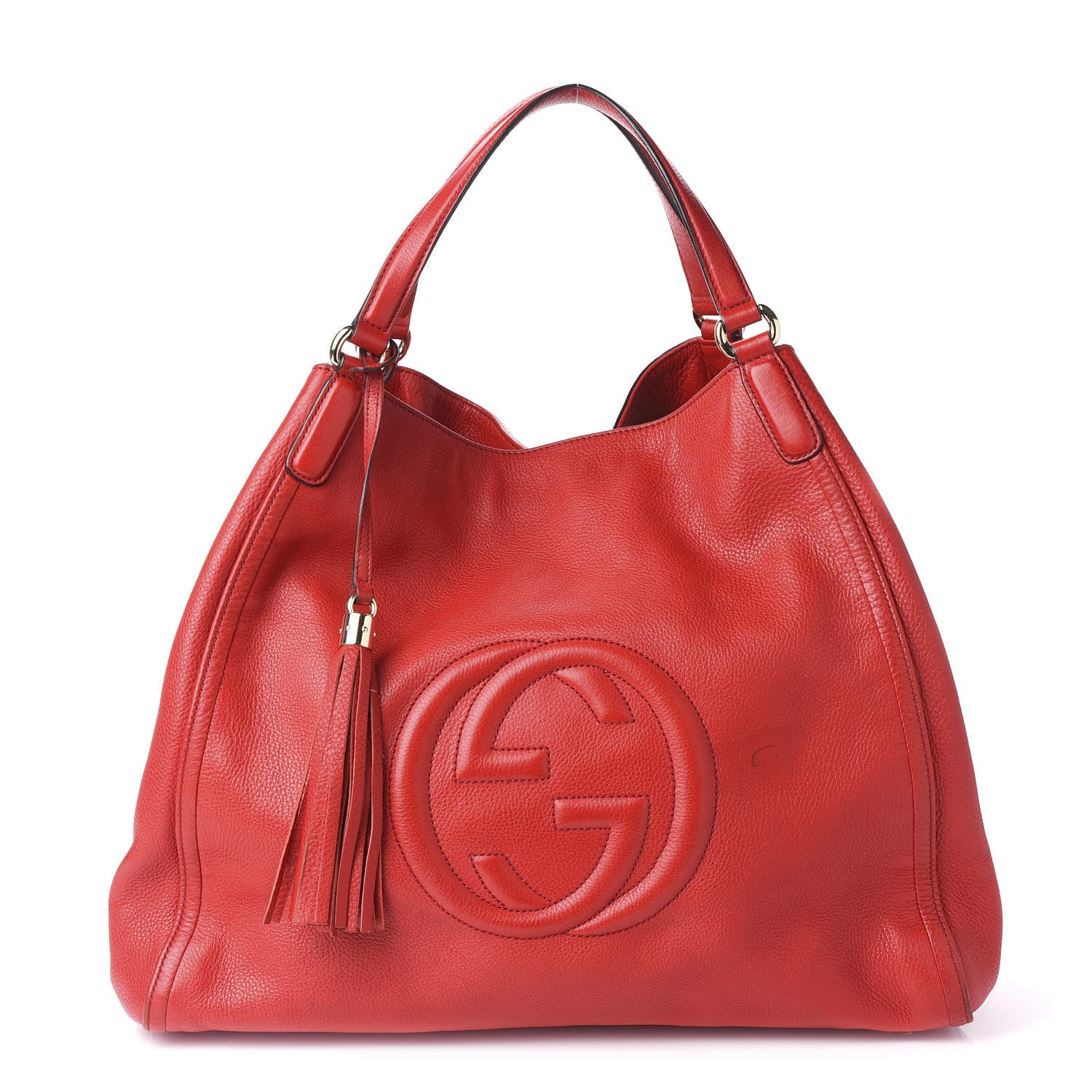 Gucci Pebbled Calfskin Large Soho Shoulder Bag Red 1 of 12