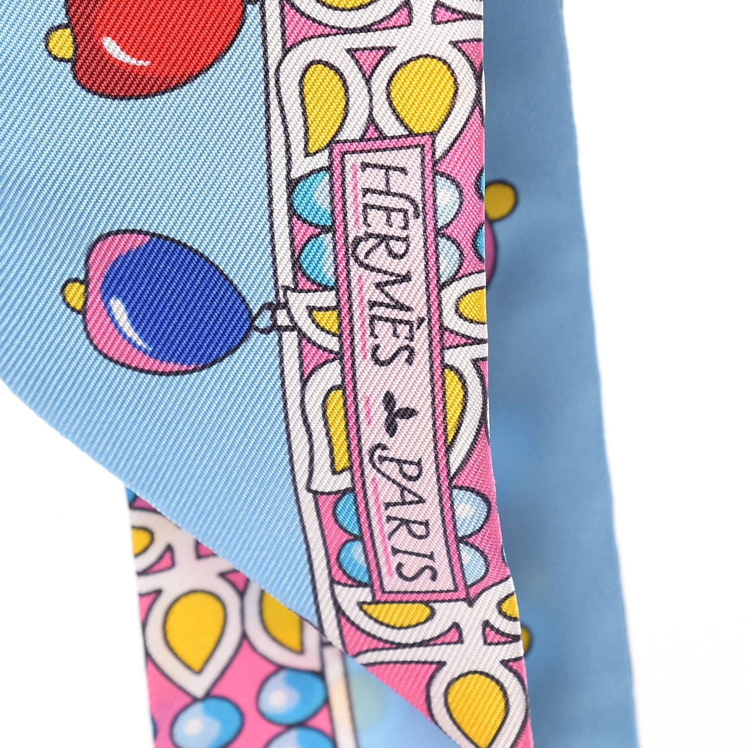 Hermes Silk Parures Des Maharajas Twilly Ciel Black Rose Vif 6 of 7