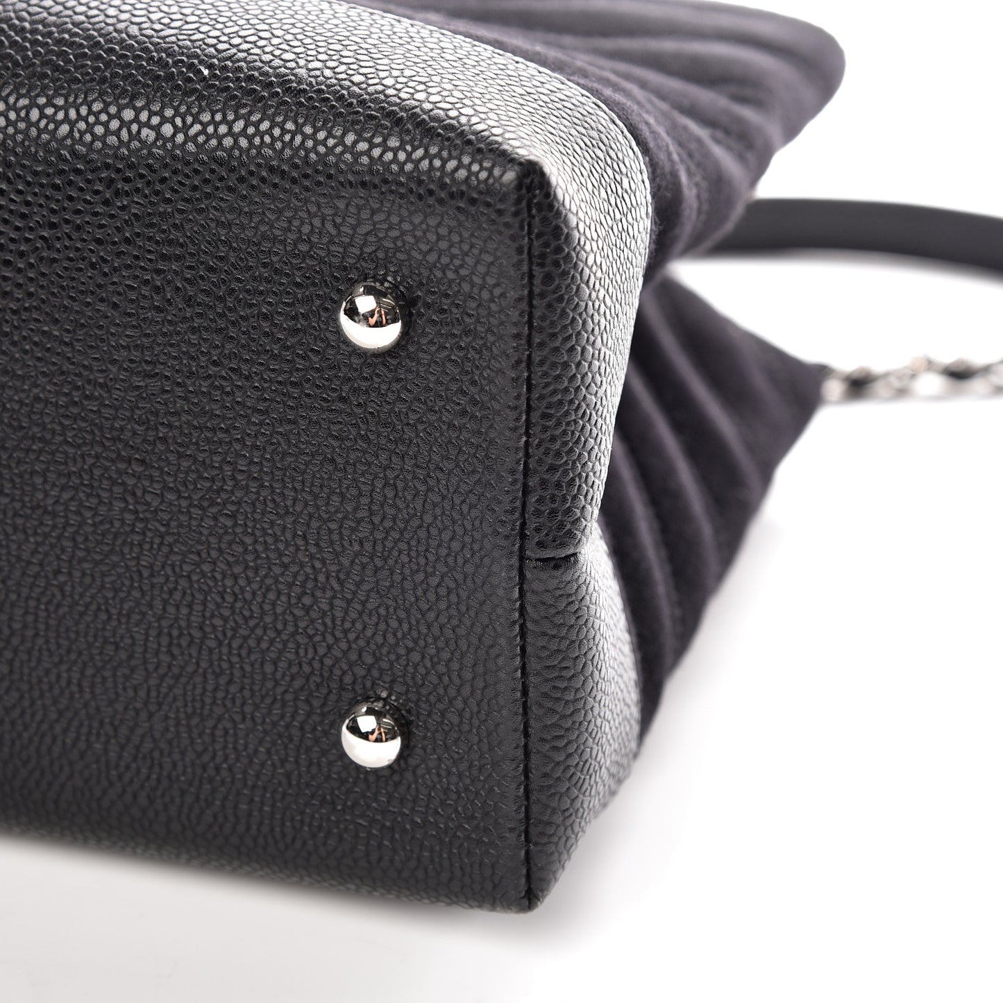 Canvas Caviar Chevron Shopper Tote Black