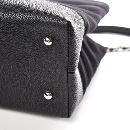 Chanel Canvas Caviar Chevron Shopper Tote Black 6 of 9