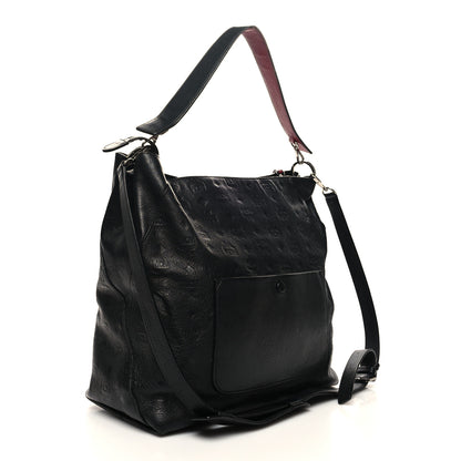 MCM Calfskin Ottomar Monogram Large Klara Hobo Black Red 3 of 13