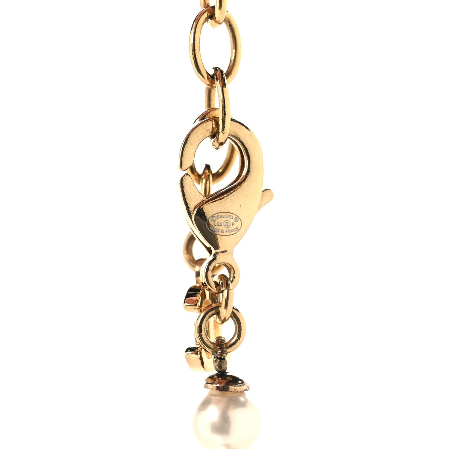 Chanel Pearl Crystal CC X Choker Necklace Gold White 4 of 5