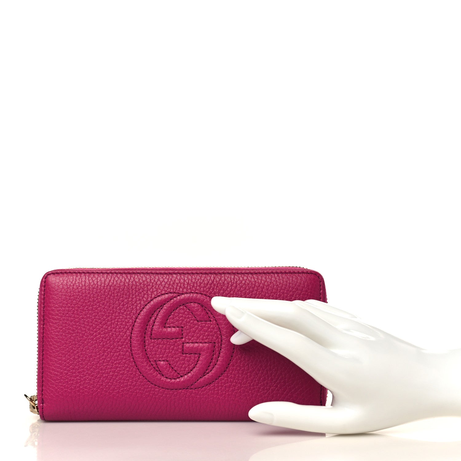 Gucci Pebbled Calfskin Soho Zip Around Wallet Bright Bougainvillea 2 of 7