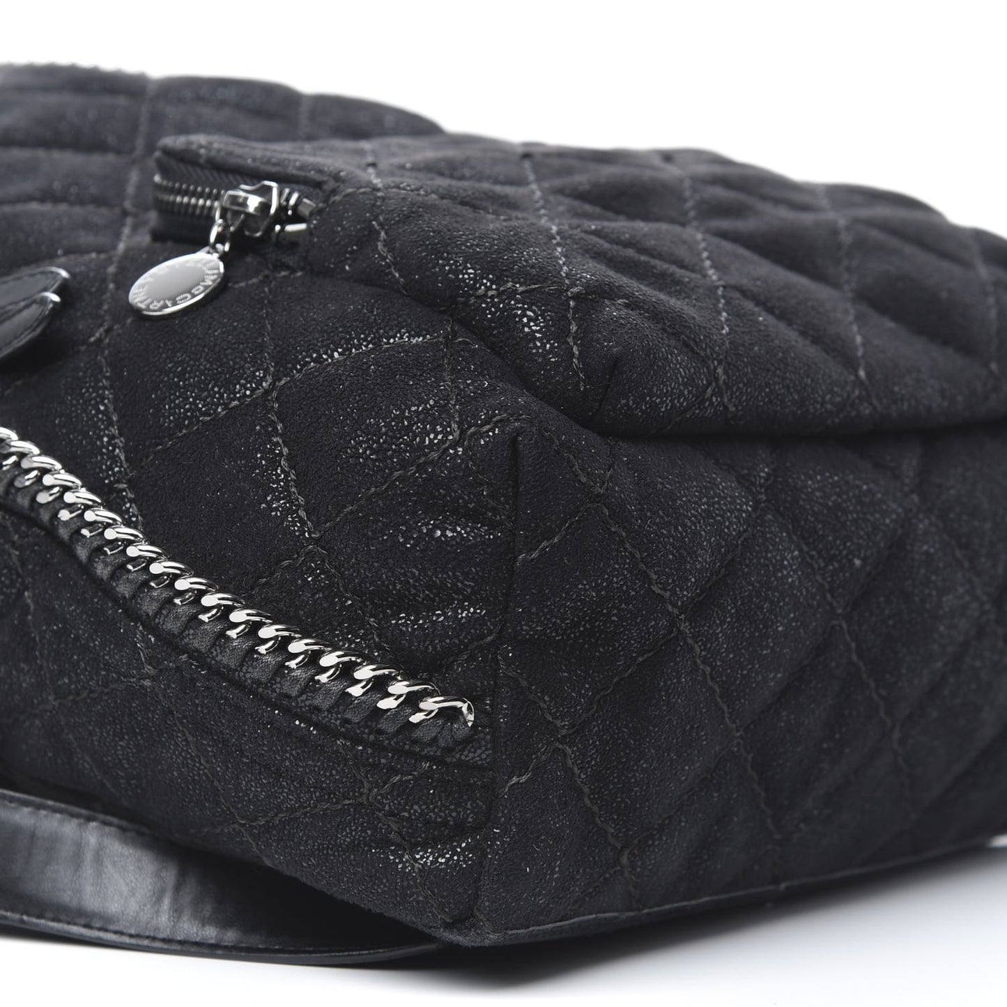 Shaggy Deer Quilted Small Falabella Backpack Black