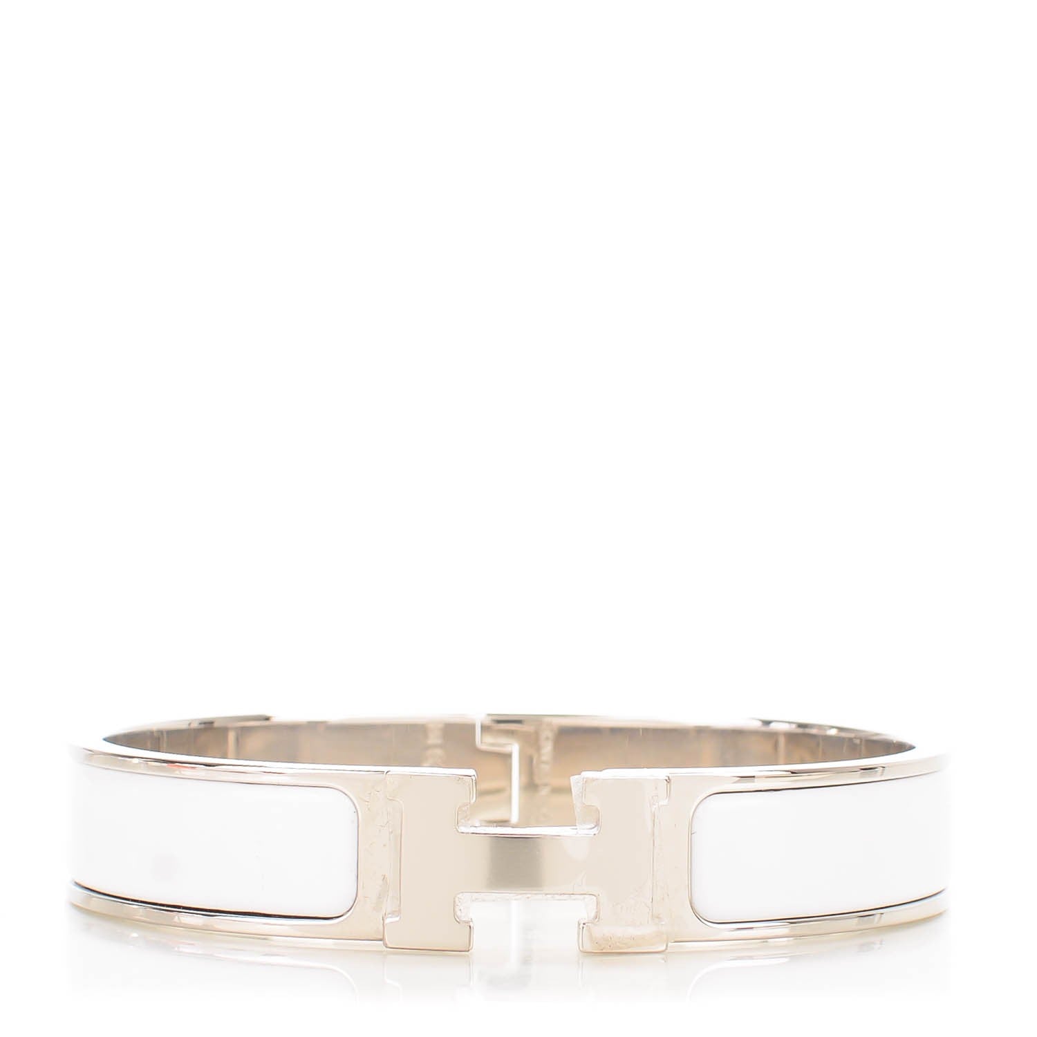 Hermes Enamel Narrow Clic Clac H Bracelet GM White 1 of 6
