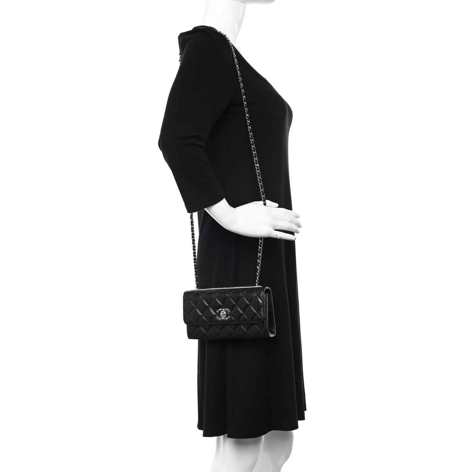 Chanel Lambskin Quilted Trendy CC Flap Phone Holder With Chain Black 2 of 11