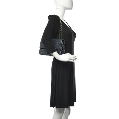 Chanel Lambskin Quilted Medium Double Flap Navy 2 of 17