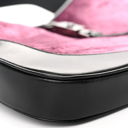 Gucci Velvet Calfskin Jackie O Hobo Pink Black 9 of 10