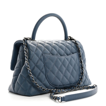 Chanel Caviar Quilted Small Coco Handle Flap Blue 3 of 10