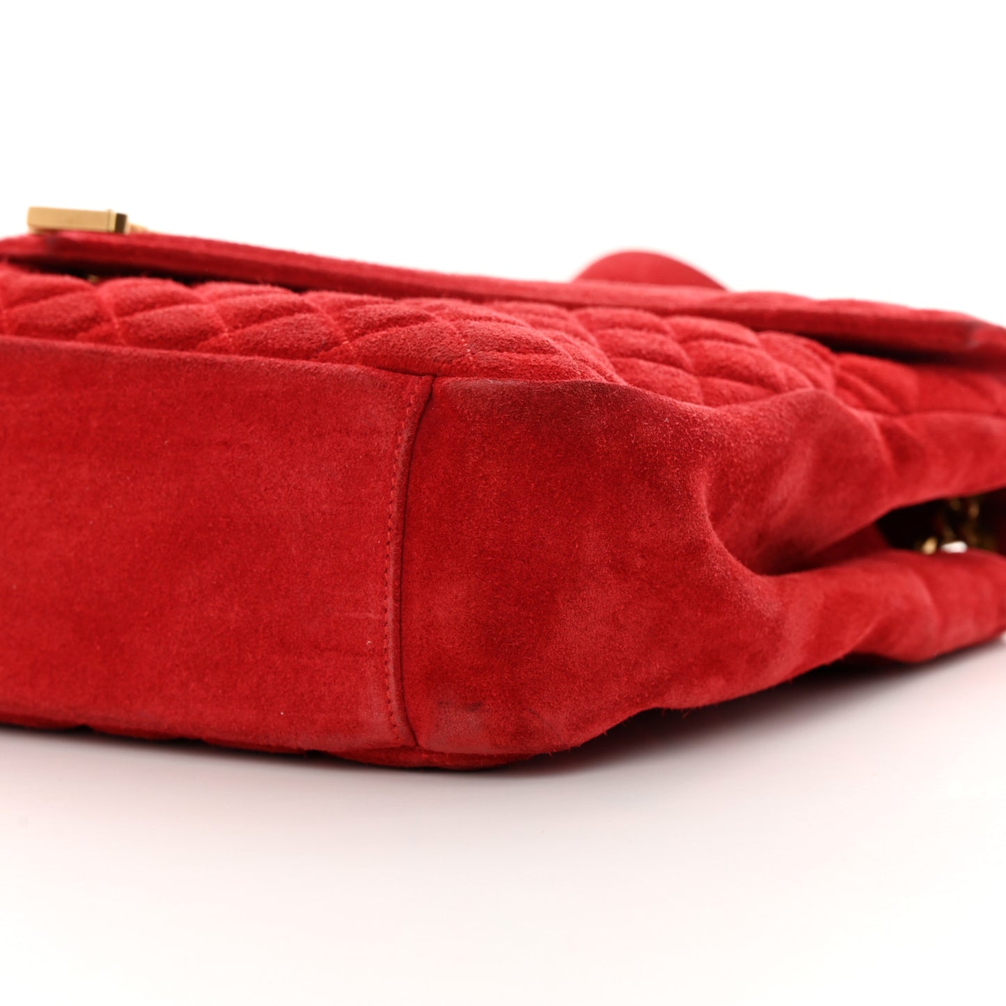 Suede Mixed Matelasse Triquilt Large Monogram Envelope Satchel Red