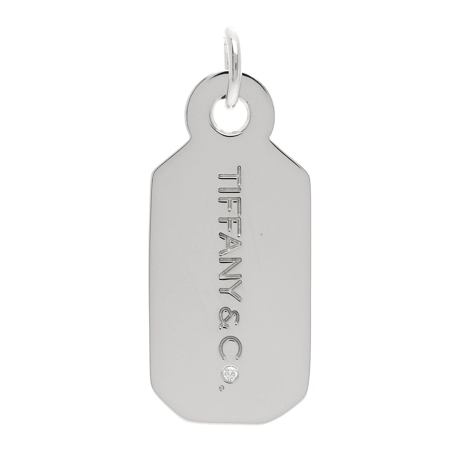 Tiffany Sterling Silver Diamond Logo Tag Charm 1 of 4