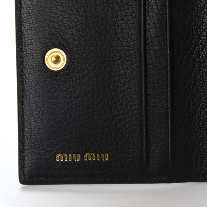 Miu Miu Goatskin Madras Card Holder Black 7 of 9