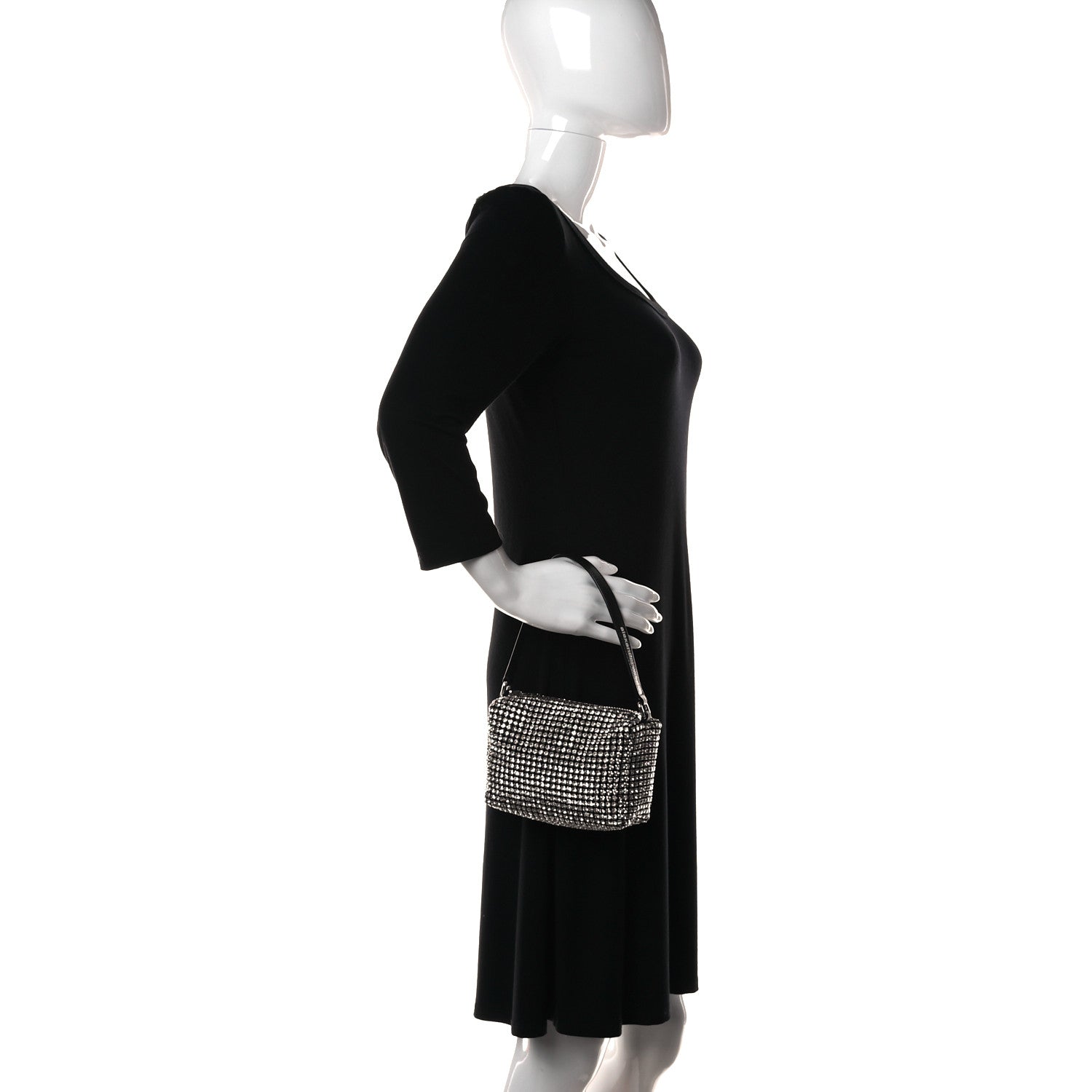 Alexander Wang Mesh Crystal Rhinestone Mini Heiress Pouch Black Silver 2 of 9