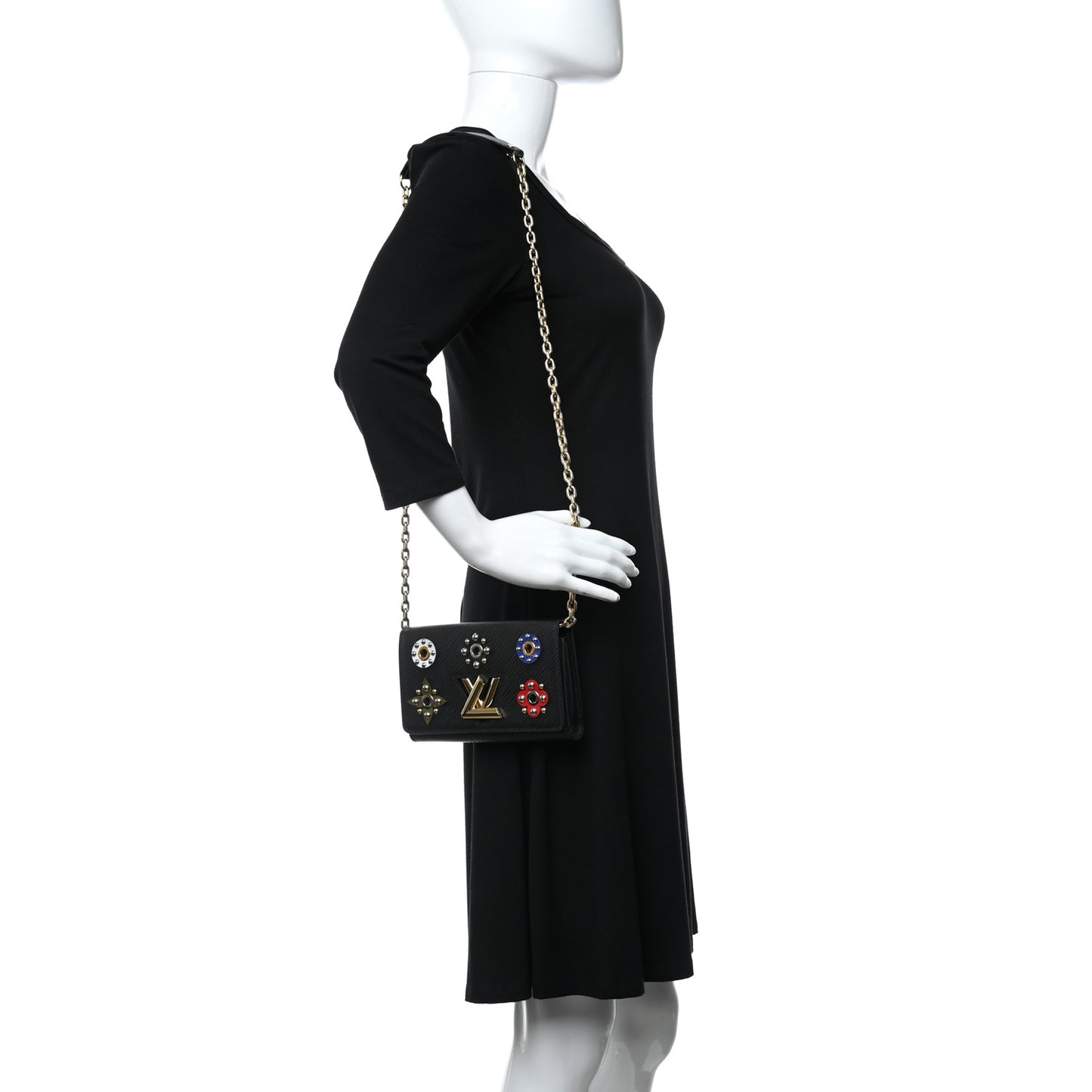 Epi Mechanical Flowers Twist Chain Wallet Black