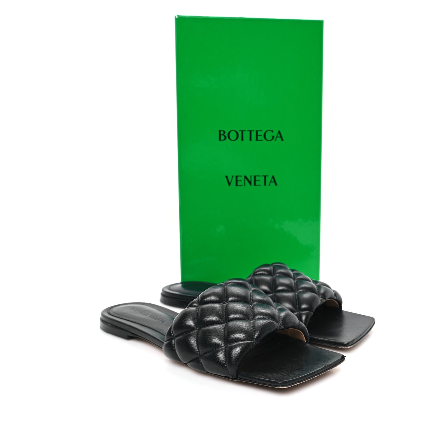 Nappa Matelasse Padded Flat Sandals 38 Black