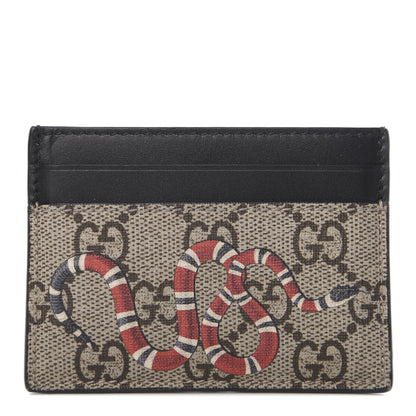 Gucci GG Supreme Monogram Kingsnake Card Holder Beige Black 1 of 7