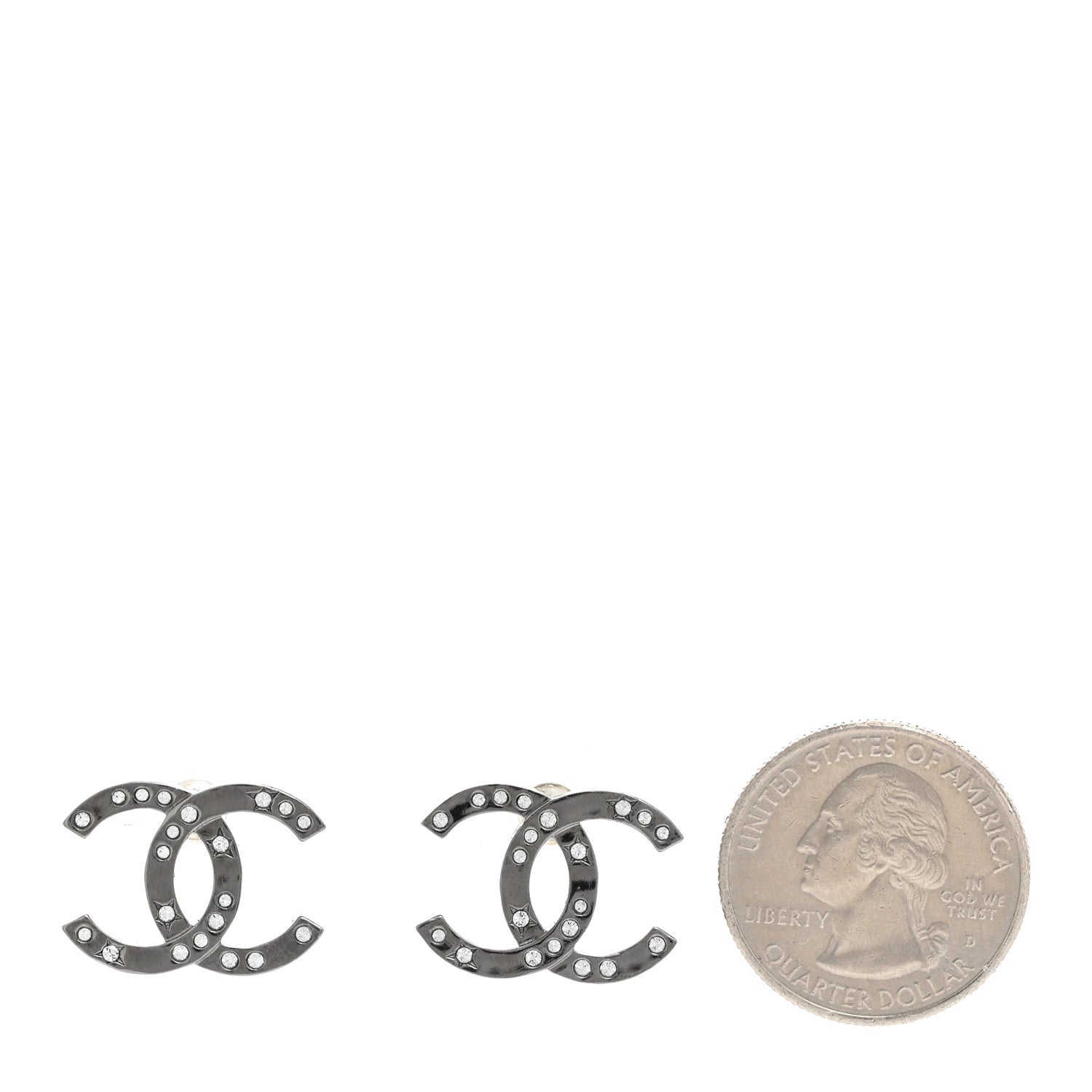 Chanel Ruthenium Crystal CC Earrings 2 of 5