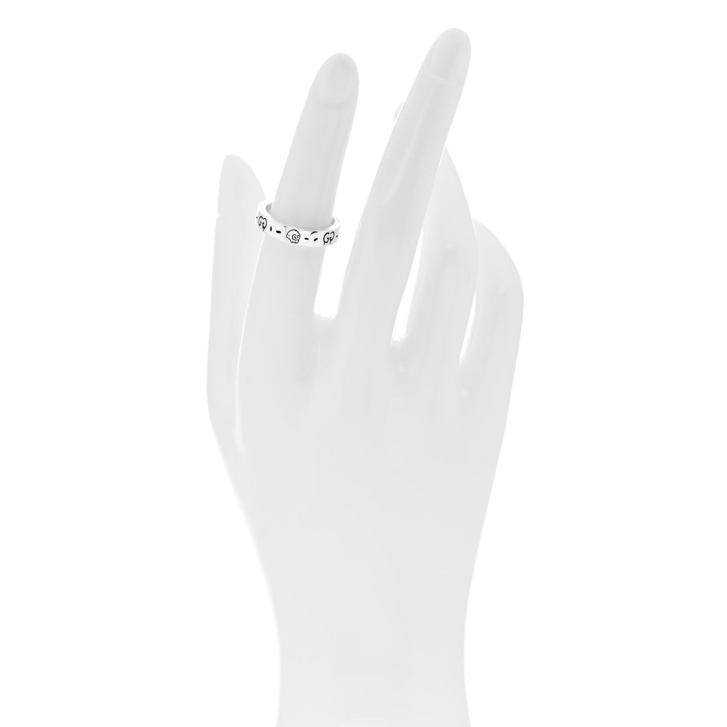 Sterling Silver 4mm GucciGhost Hamlet Skull Narrow Ring 50 5.5