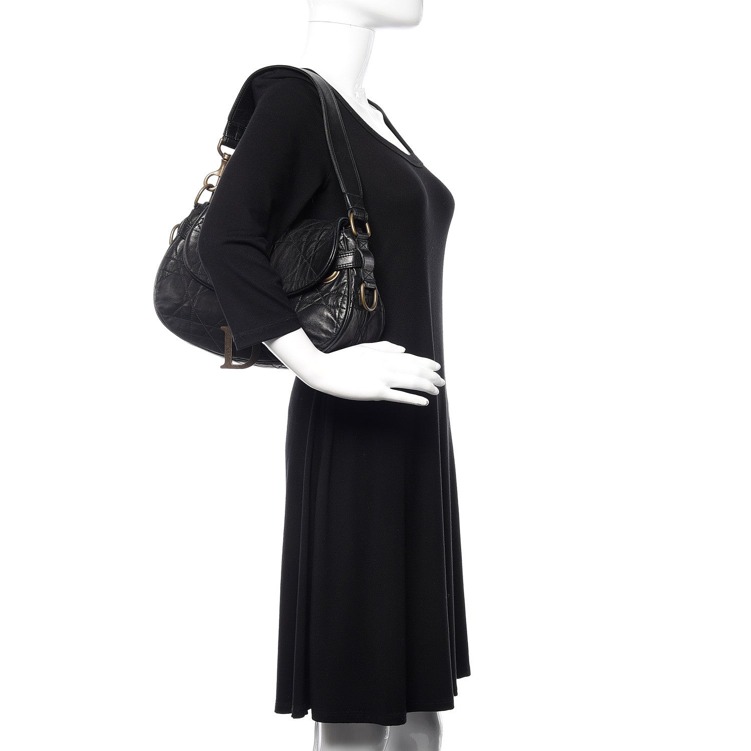 Christian Dior Lambskin Cannage Flap Bag Black 2 of 12