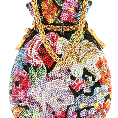 Judith Leiber Swarovski Crystal Floral Minaudiere Clutch Gold Multicolor 8 of 14