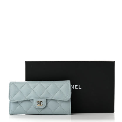 Chanel Caviar Quilted Medium Gusset Flap Wallet Light Blue 9 of 9