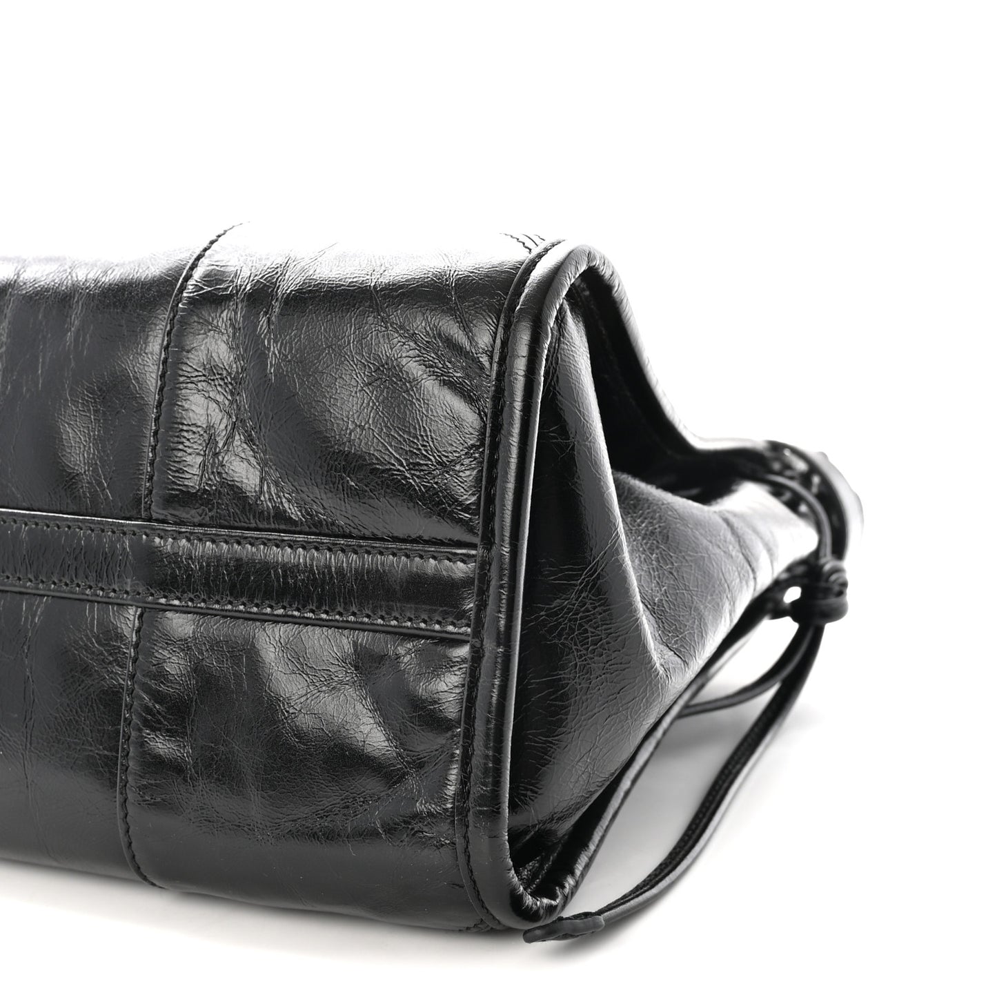 Glossy Calfskin Triangle Large Bonnie Shoulder Bag Black