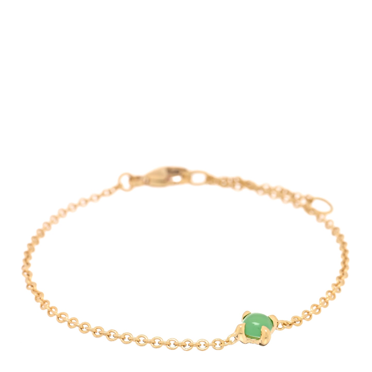18K Yellow Gold 4mm Chrysoprase Chatelaine Bracelet