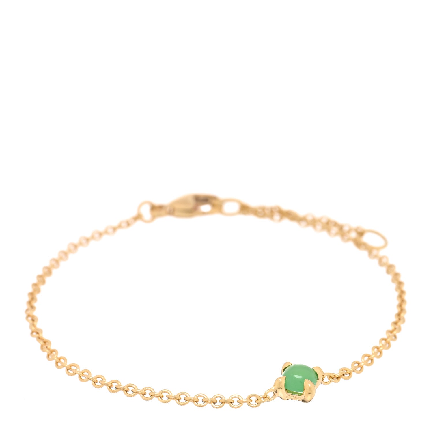 David Yurman 18K Yellow Gold 4mm Chrysoprase Chatelaine Bracelet 1 of 3