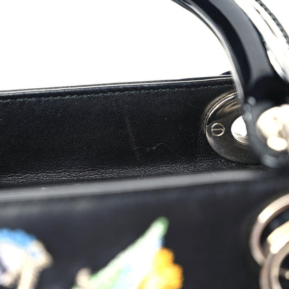 Christian Dior Smooth Calfskin Embroidered Beaded Birds Medium Lady Dior Black 9 of 11