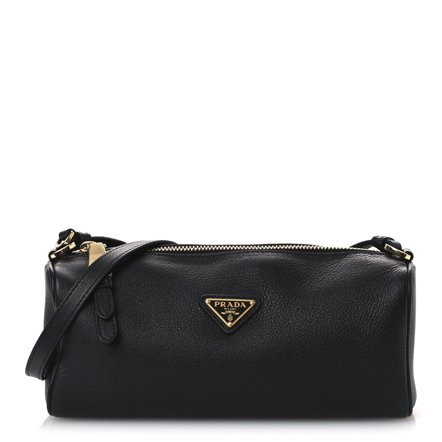 Prada Calfskin Triangle Pouch Shoulder Bag Black 1 of 12