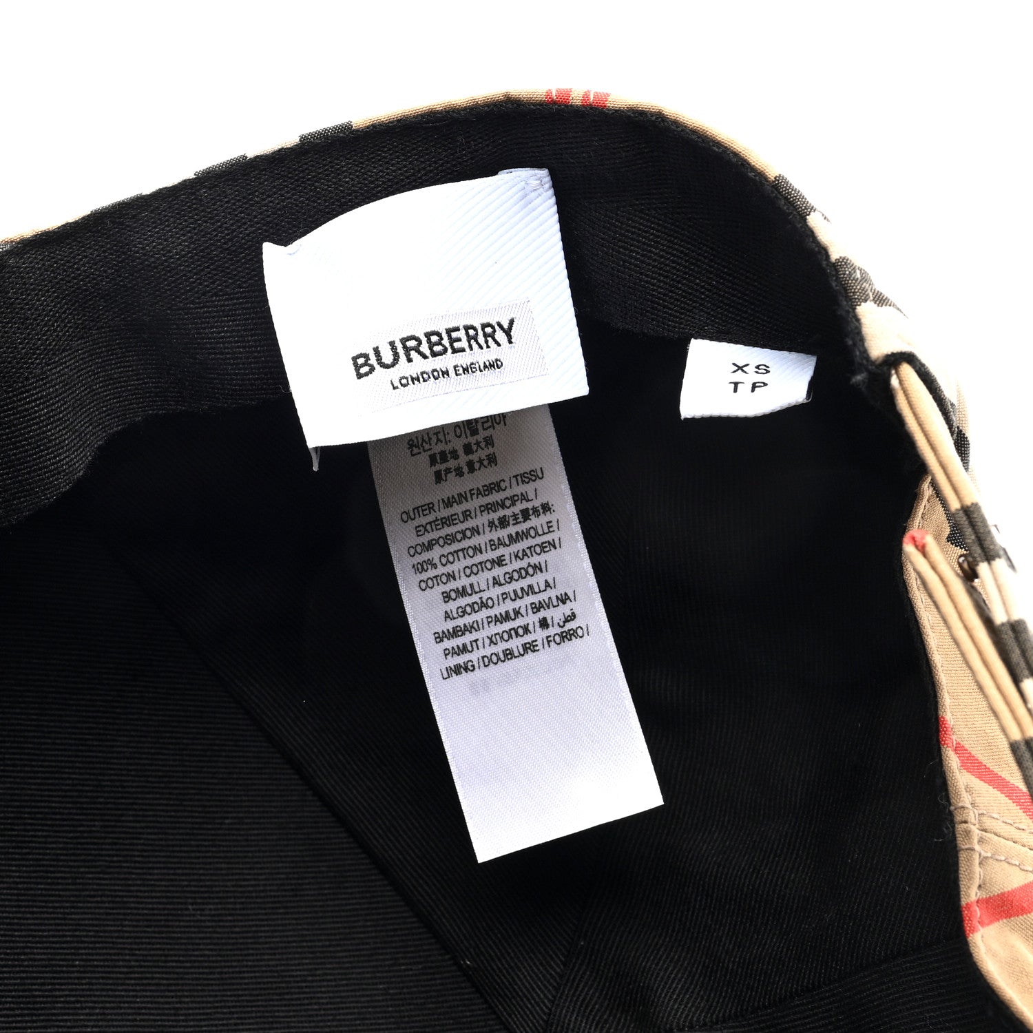 Burberry Cotton Vintage Check Monogram Baseball Hat XS Archive Beige 8 of 8