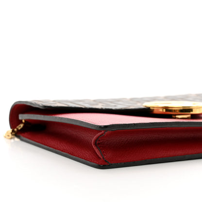 Fendi Vitello Cruise F is Fendi FF 1974 Embossed Medium Envelope Wallet On Chain Fragola Maya Black 9 of 12